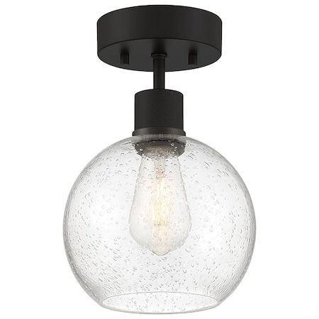 Access Lighting Port Nine Burgundy, Burgundy LED SemiFlush, Matte Black Finish, Seeded Glass 63148LEDDLP-MBL/SDG